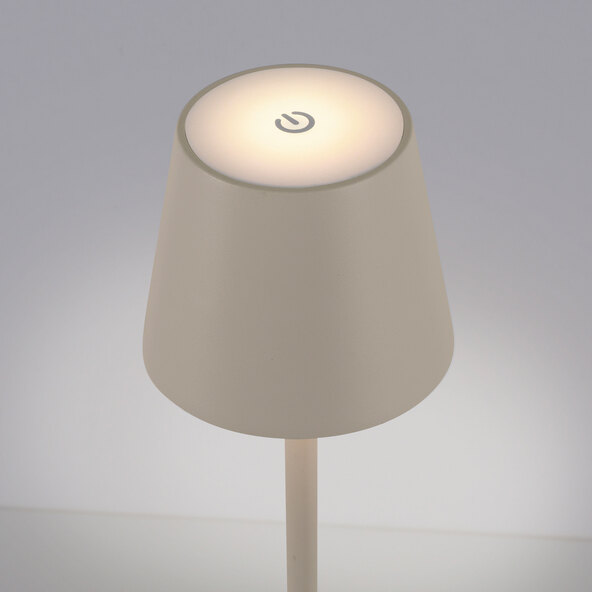 LED-Akku-Tischleuchte Buria, 2er Set, greige
