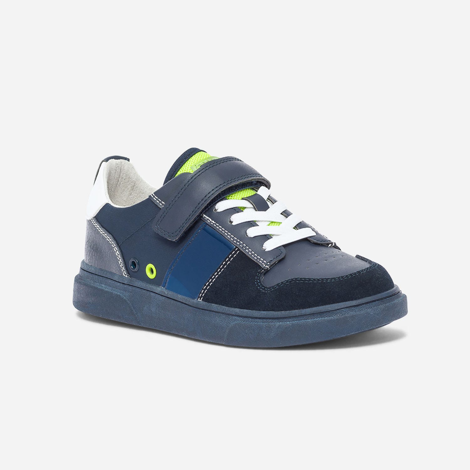 Tennis BUGGY bleu marine et jaune fluo