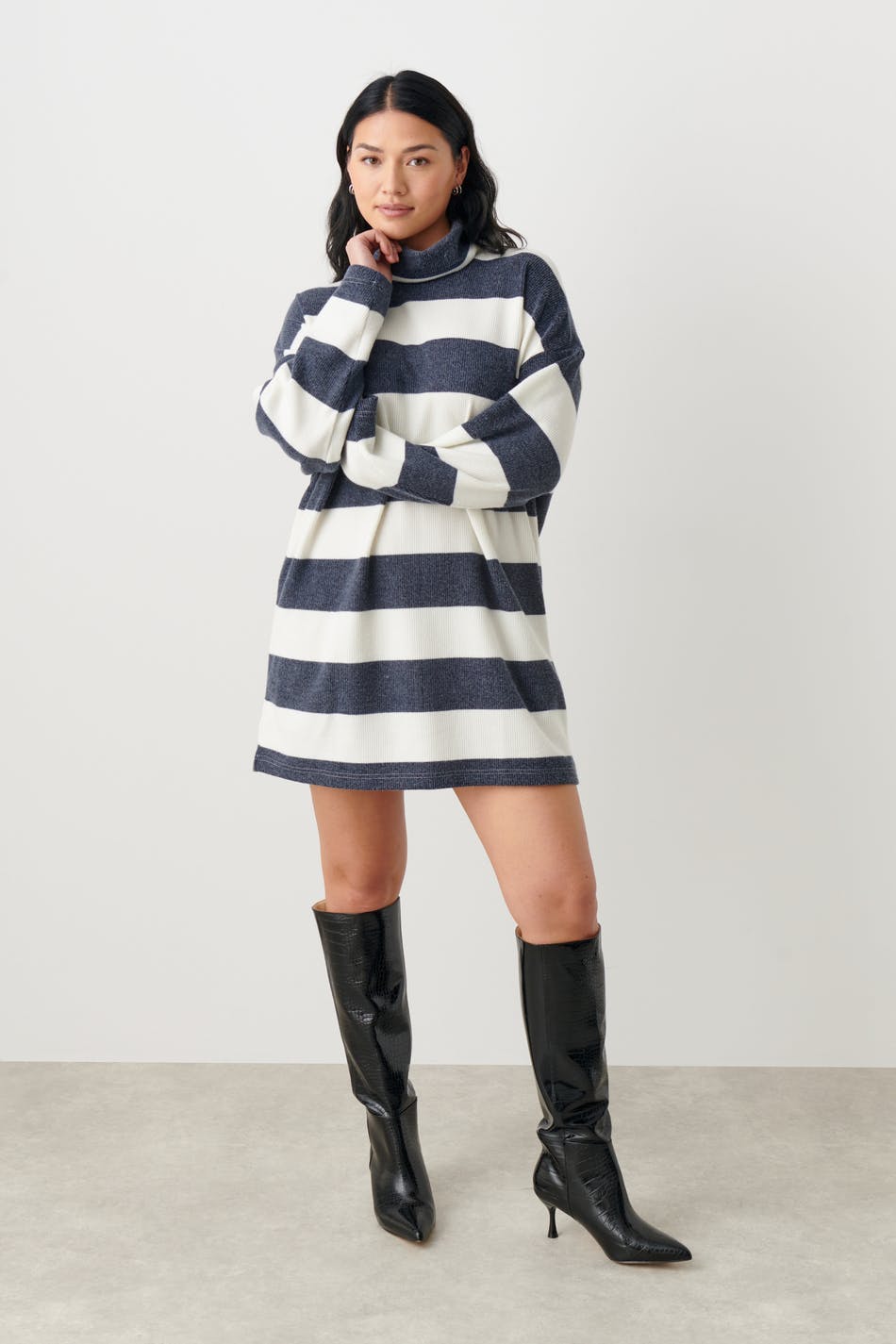 Rib polo dress