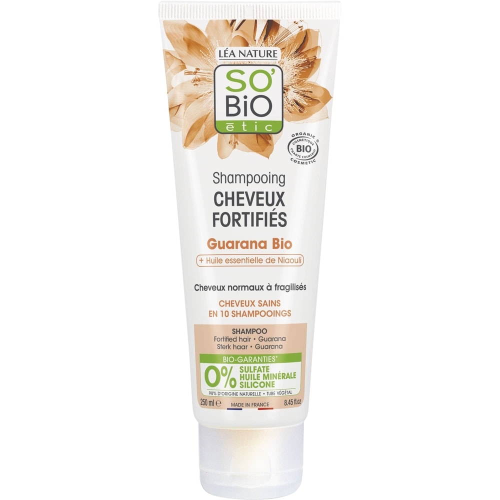 LÉA NATURE SO BiO étic Shampooing cheveux fortifiés, Guarana bio & huile essentielle de Niaouli Shampooing