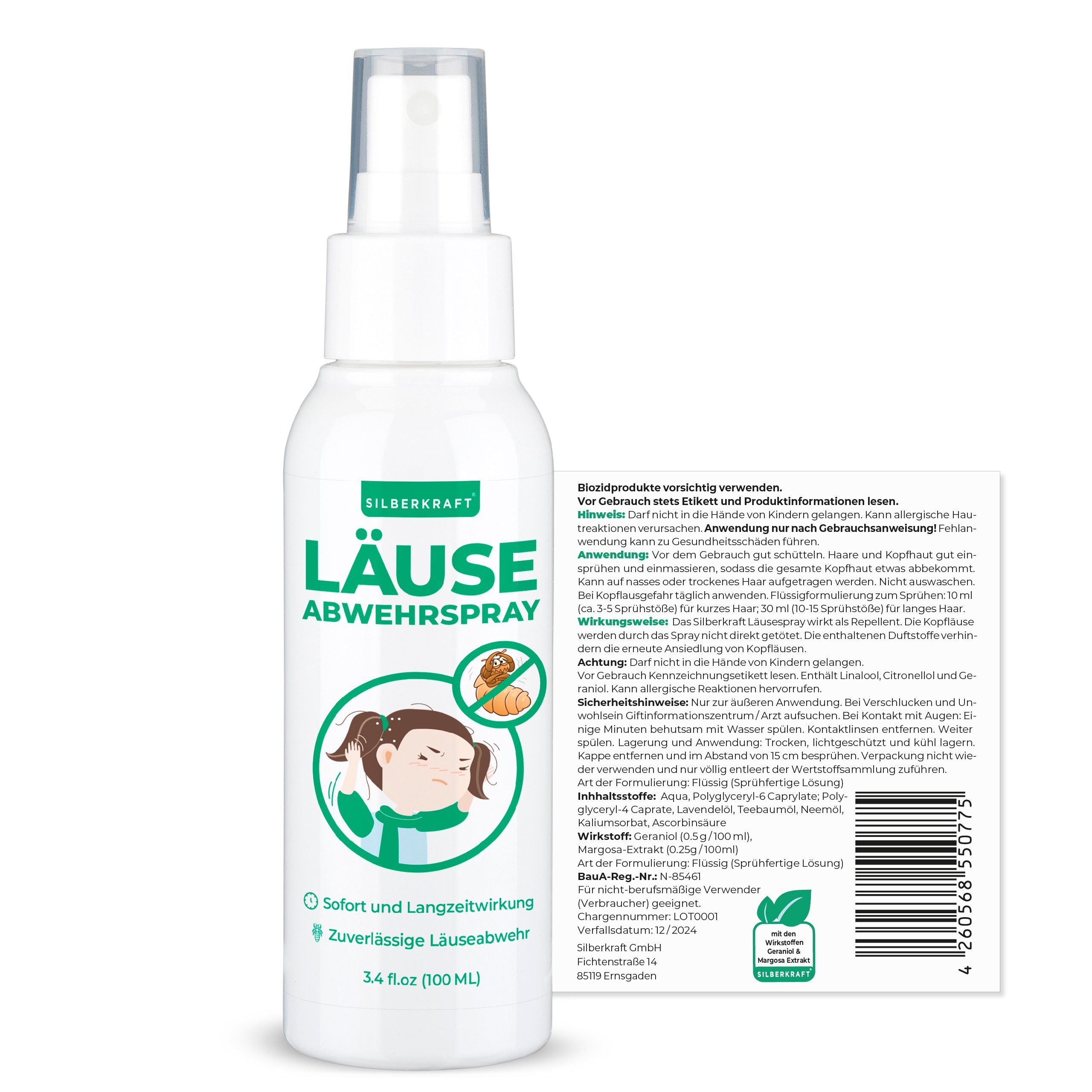 Silberkraft Insektenspray Kopfläusespray, Läuseabwehrspray, 100 ml, 1-St.