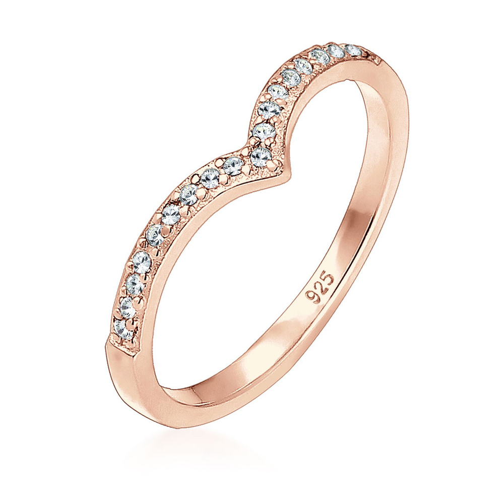 Elli Elli Bague Forme V Géométrique Cristaux  925 Argent Bague