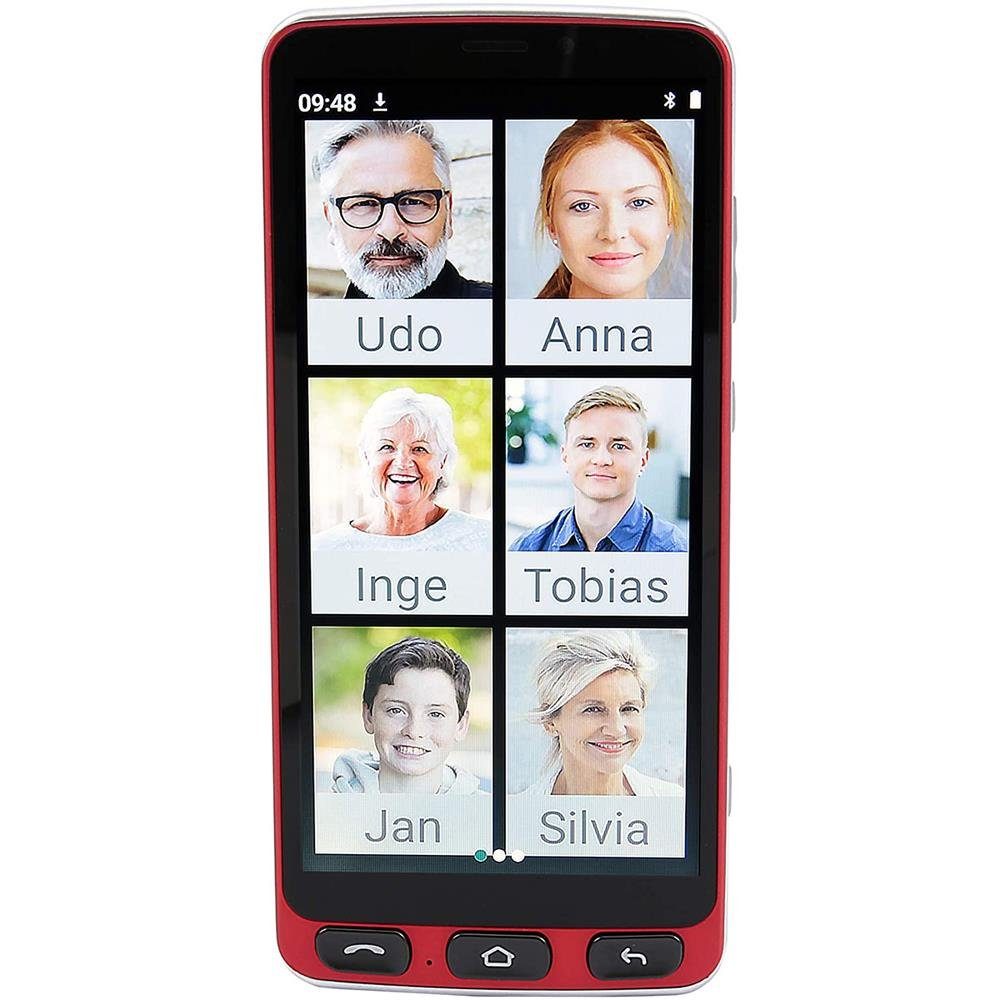 OLYMPIA OFFICE NEO rot 2287 Smartphone (5,5 Zoll, 16 GB Speicherplatz, 8 MP Kamera, seniorengeeignet, kompatibel mit Hörgeräte, extragroße Darstellung)