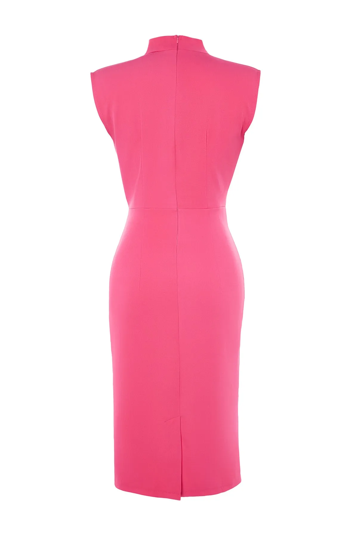 Trendyol Collection  Fuchsiafarbenes, figurbetontes, gewebtes Kleid mit Stehkragen TWOAW20EL0311