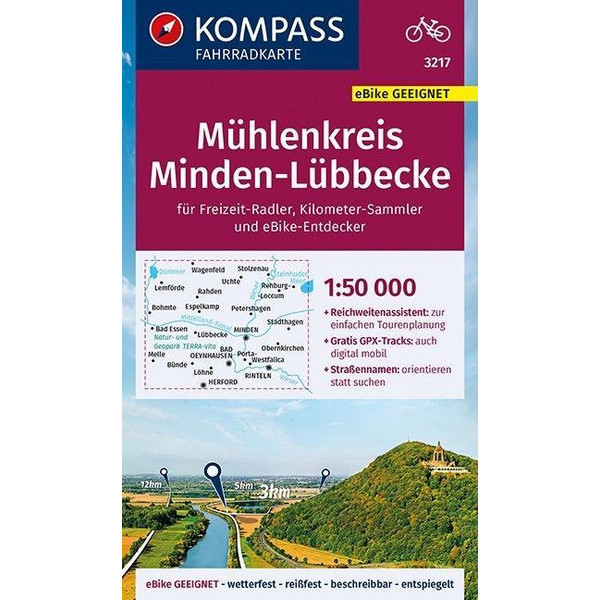 KOMPASS Fahrradkarte Mühlenkreis Minden-Lübbecke 1:50.000, FK 3217 - Fahrradkarte