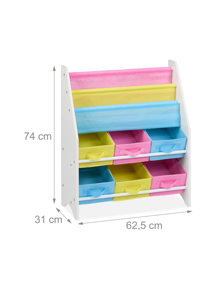 relaxdays Kinderregal in Bunt - (B)62,5 x (H)74 x (T)31 cm günstig kaufen onesize