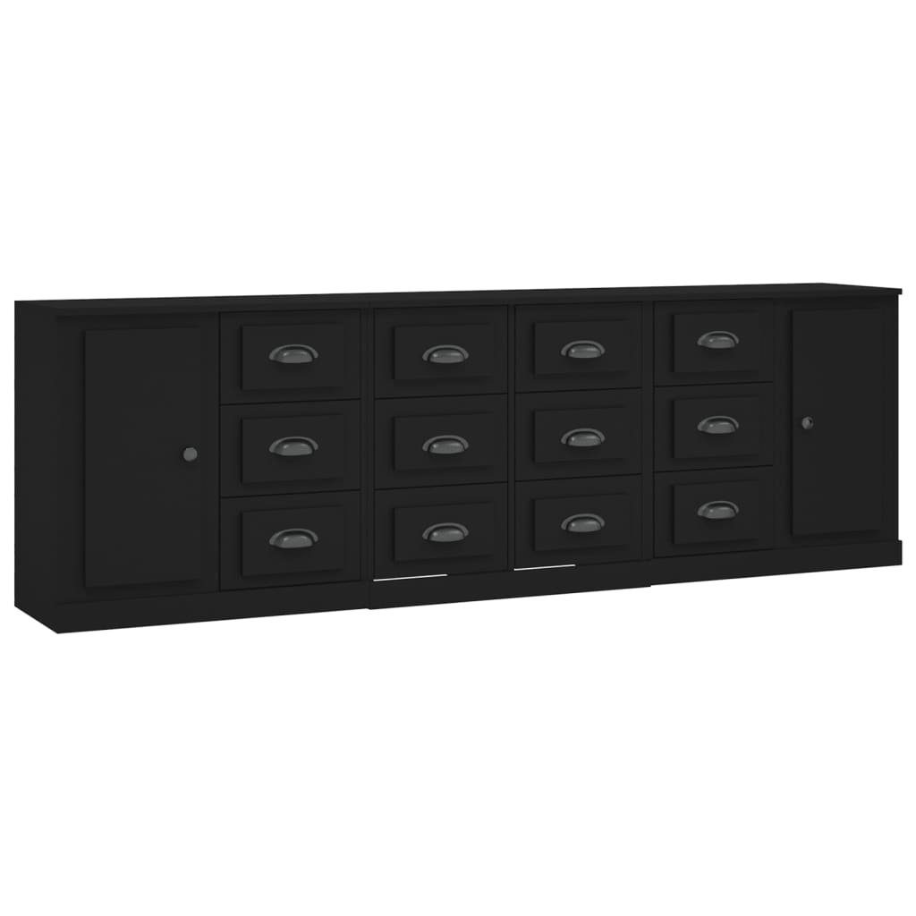 vidaXL Sideboard Sideboards 3 Stk. Schwarz Holzwerkstoff (3 St)
