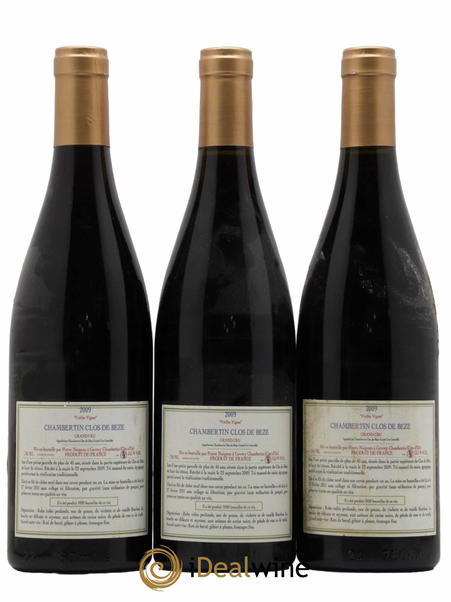 Chambertin Clos de Bèze Grand Cru Pierre Naigeon (Domaine)  2009 - Lot de 3 Bouteilles