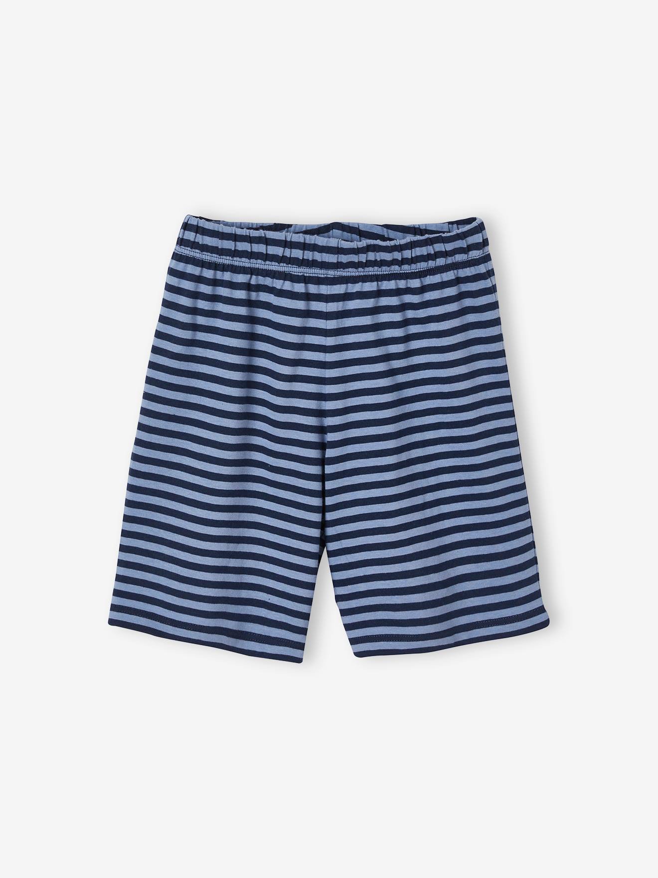 Lot de 2 pyjashorts garçon baleines BASICS lot moutarde et bleu
