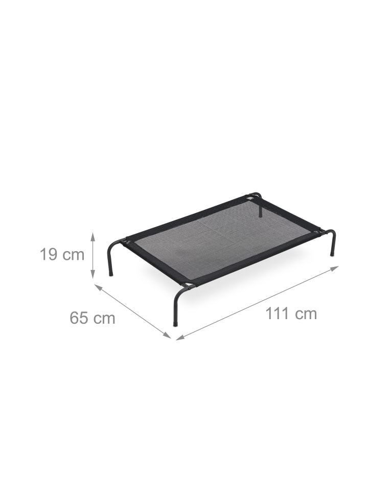 relaxdays Outdoor Hundeliege in Schwarz - (B)111 x (H)19 x (T)65 cm günstig kaufen onesize