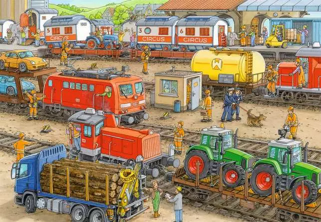 Kinderpuzzle ab 4 Jahren - Trubel am Bahnhof - 24 Teile