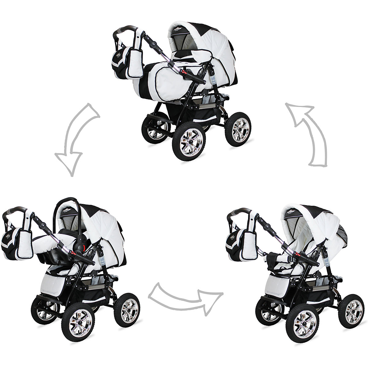 Kombi-Kinderwagen Milano, 10 tlg., coffee & brown