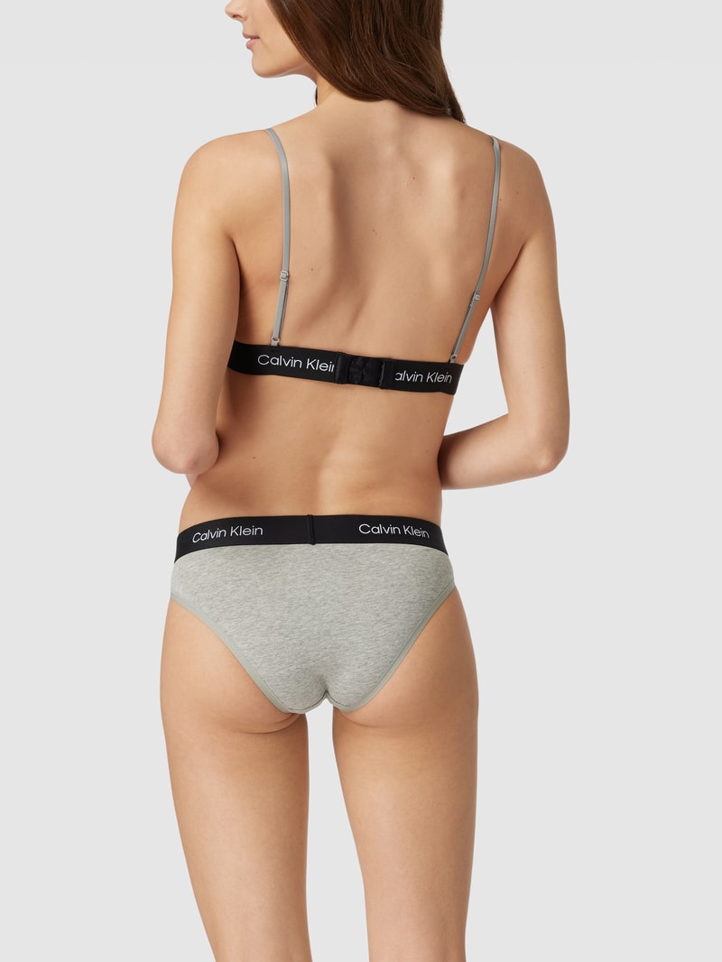 Bralette mit elastischem Logo-Bund in hellgrau meliert