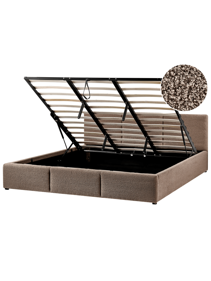 Beliani Doppelbett BOUSSE in Beige - (W) 191 x (H) 79 x (L) 219 cm günstig kaufen onesize