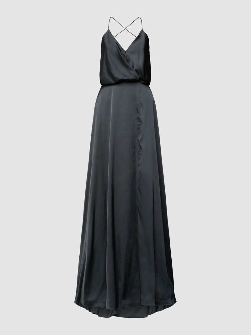 Abendkleid mit Spaghettiträgern in dunkelgrün