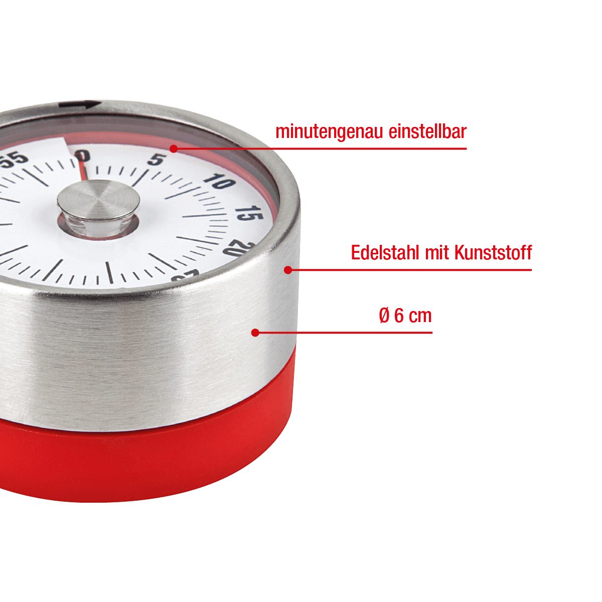 EUROHOME Eieruhr Küchenuhr aus Edelstahl mit Kunststoff (Küchentimer Ø6 cm), Eieruhr Küchenwecker Küchenuhr - Zeitstopper