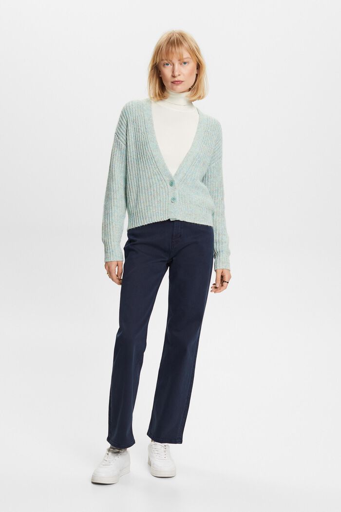 Mehrfarbiger Rippstrick-Cardigan