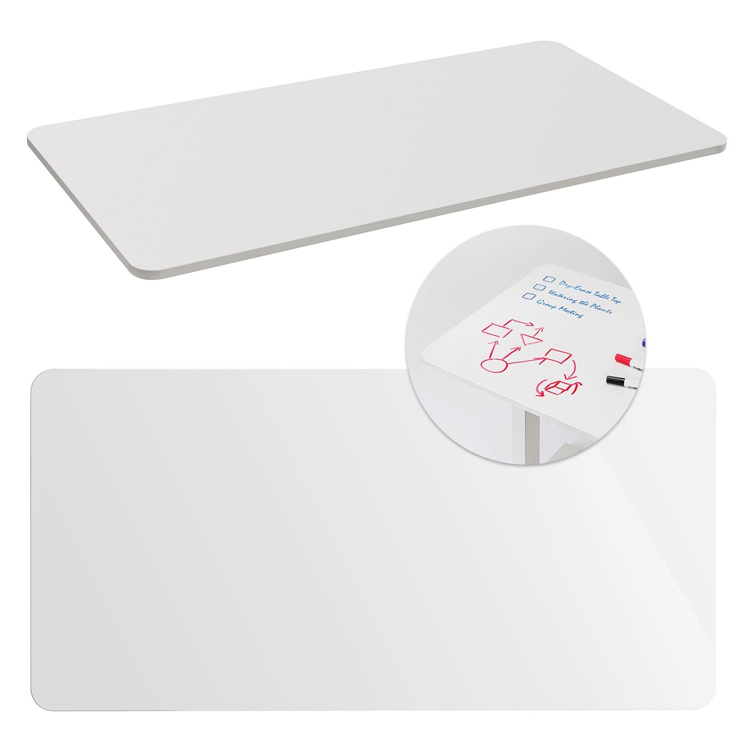 Maclean Schreibtischplatte MC-452, Whiteboard-Schreibtischplatte 120x60 cm