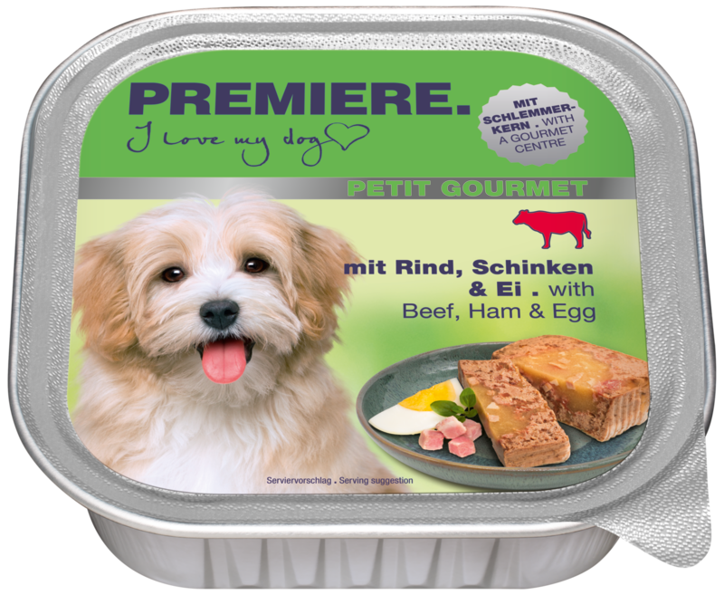 PREMIERE Hundenassfutter PREMIERE Petit Gourmet Schlemmerkern Rind, Schinken & Ei 44x150 g