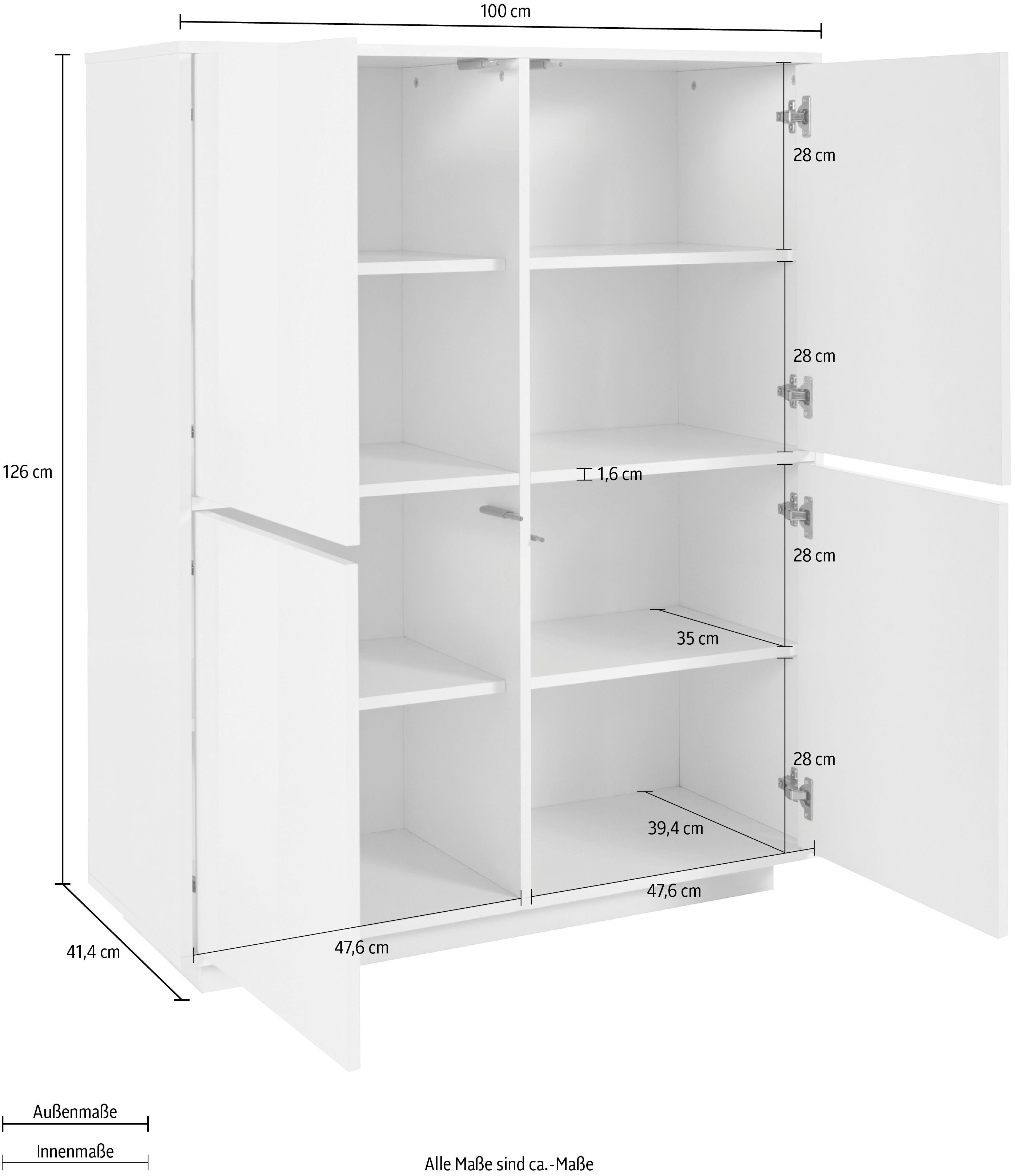 Tecnos Highboard bloom, Höhe ca. 126 cm