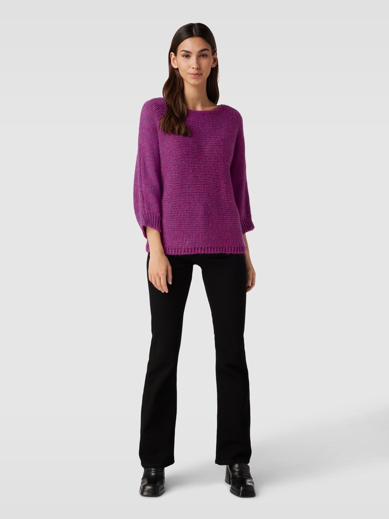 Strickpullover mit U-Boot-Ausschnitt und 3/4-Arm in pink