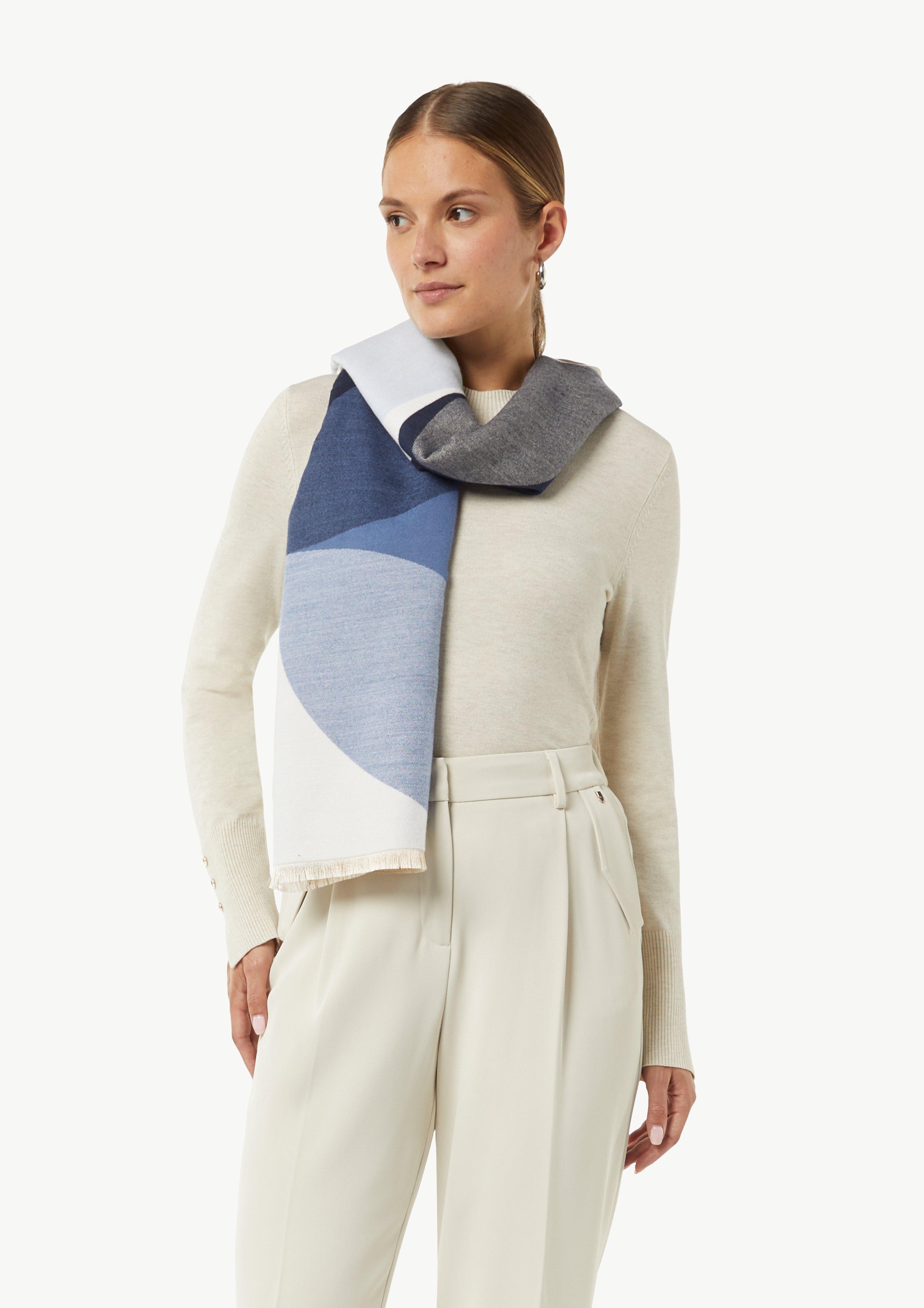 Schal mit Fransen aus Viskosemix - navy