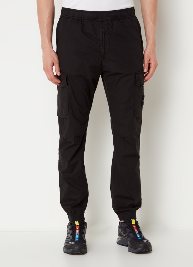 Pantaloni cargo conici Stone Island 31303 cu cizme din piele