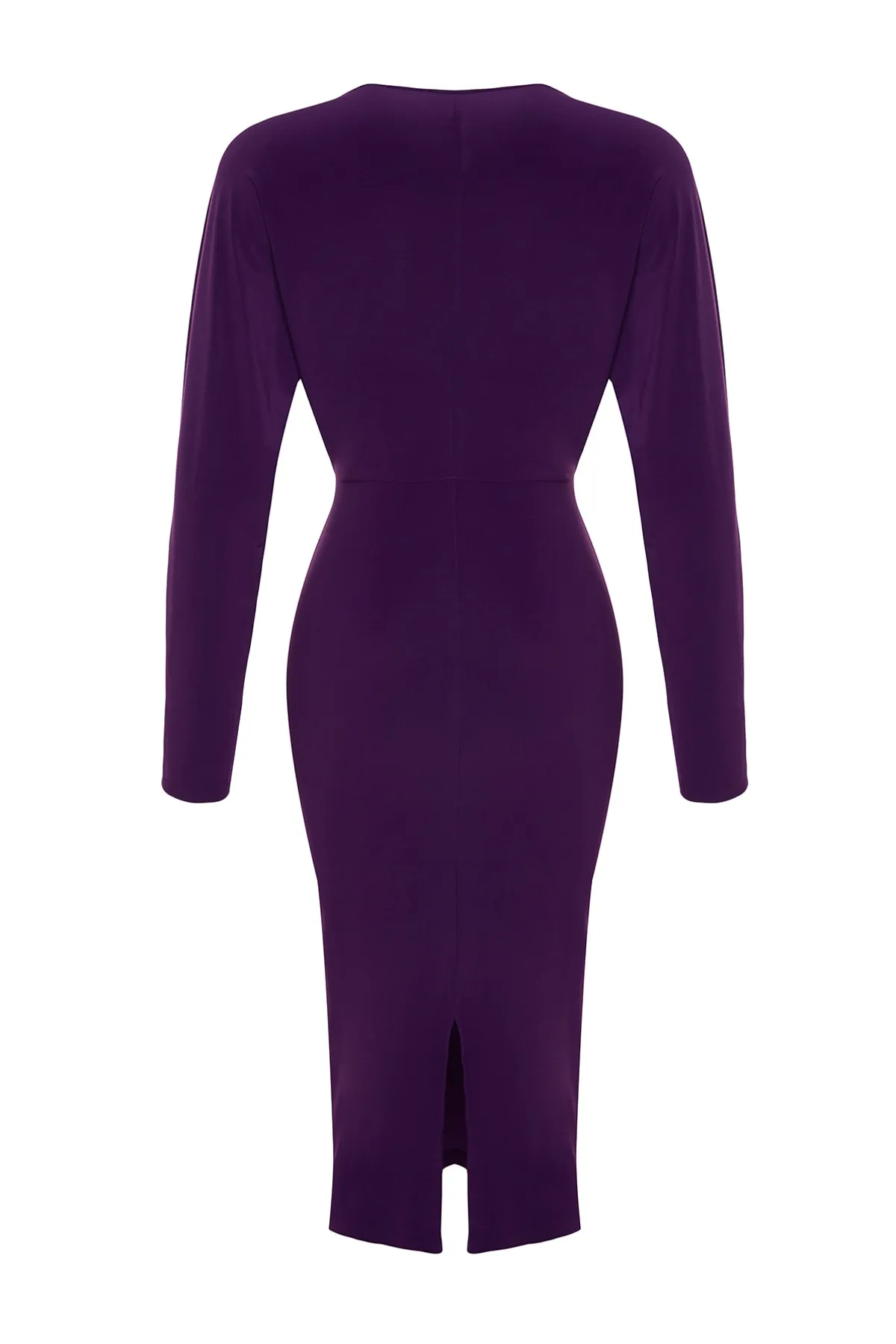 Trendyol Collection  Lilafarbenes, eng anliegendes, flexibles Midi-Strickkleid mit Fledermausärmeln TWOAW24EL00198