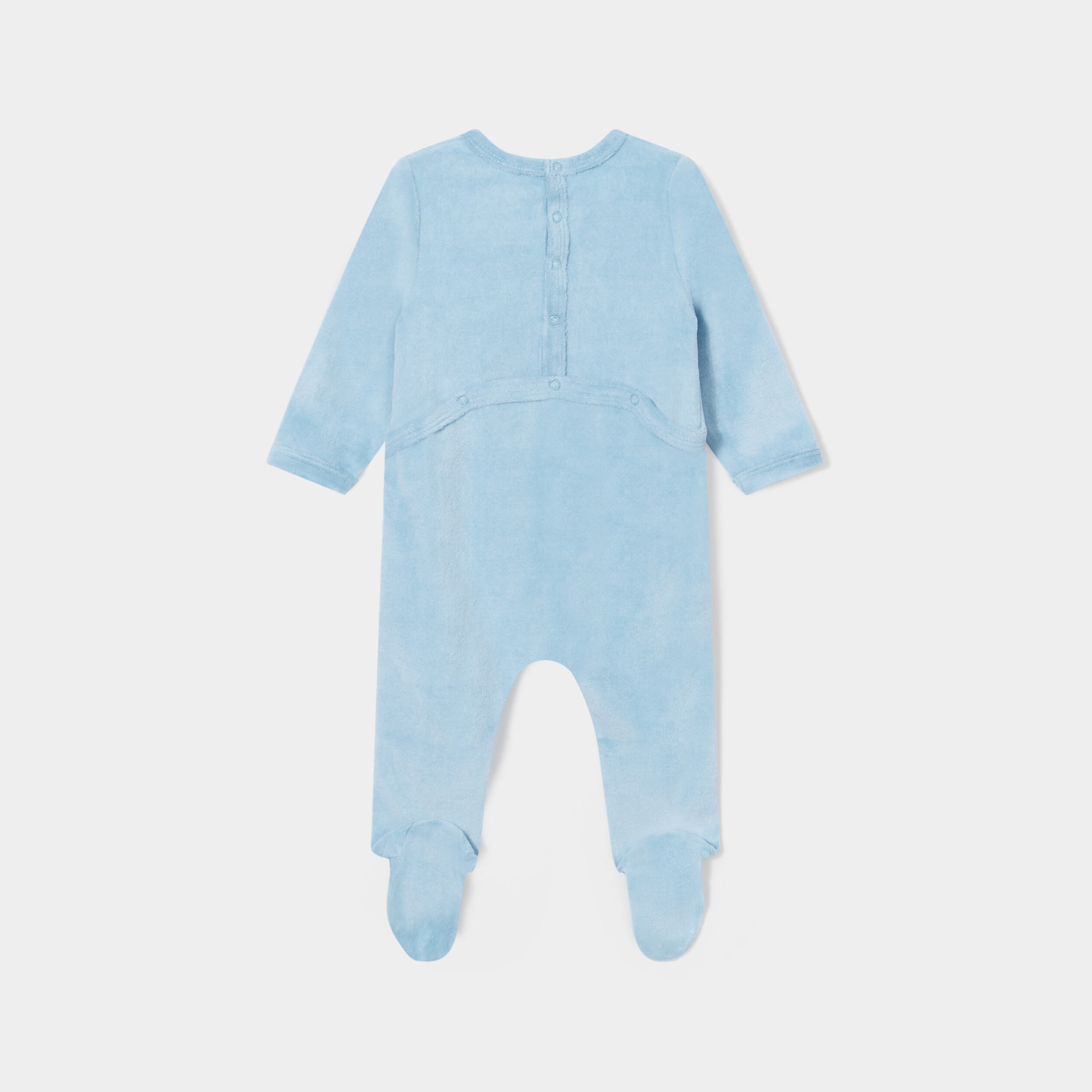 Dors-bien velours manches longues bleu gris bébé garçon | La Halle