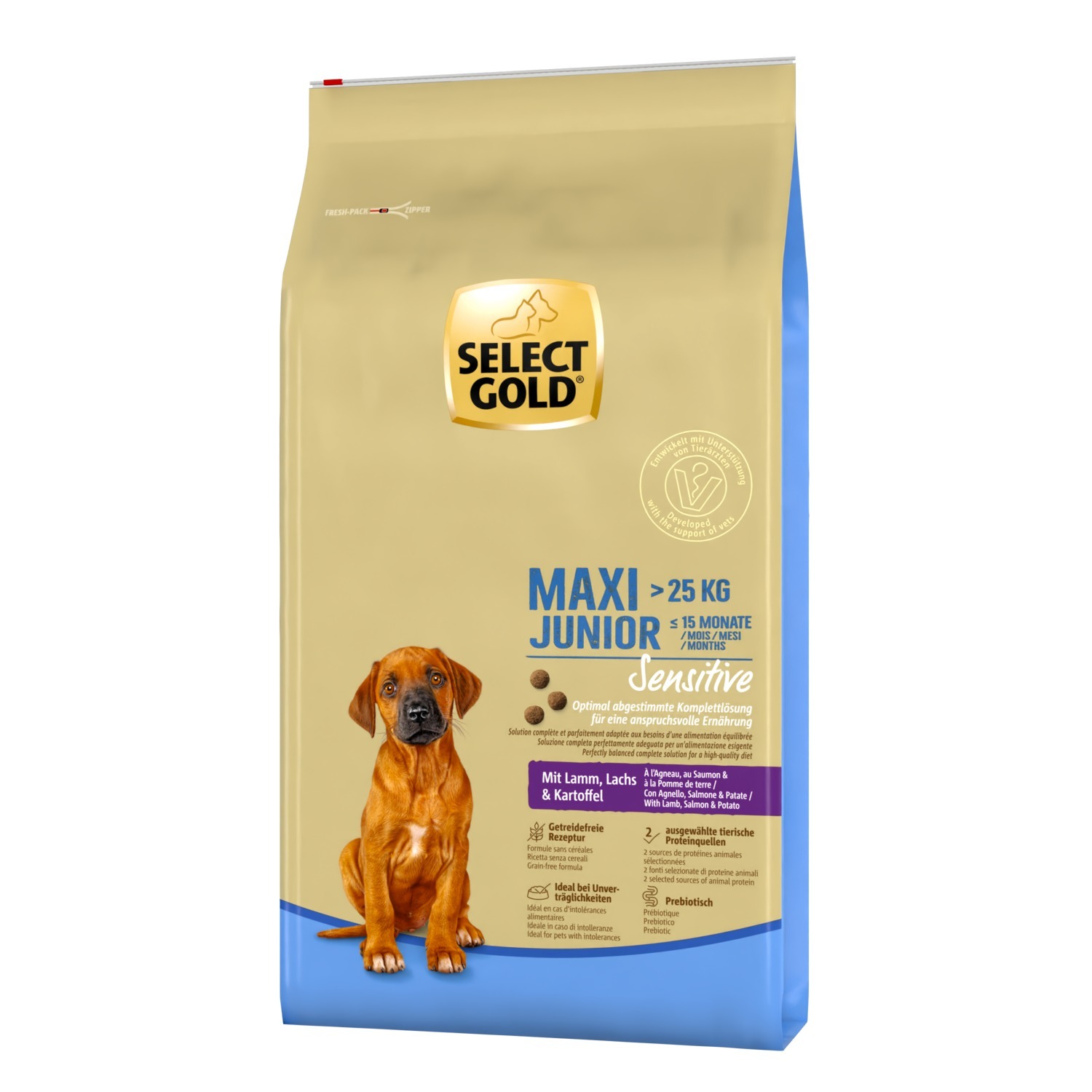 SELECT GOLD Hundetrockenfutter SELECT GOLD Sensitive Maxi Junior Lamm/Lachs/Kartoffel 12 kg