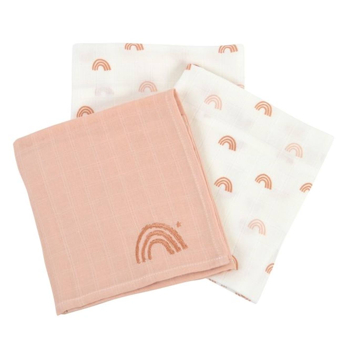 Lot de 3 langes en coton bio* Rainbow beige