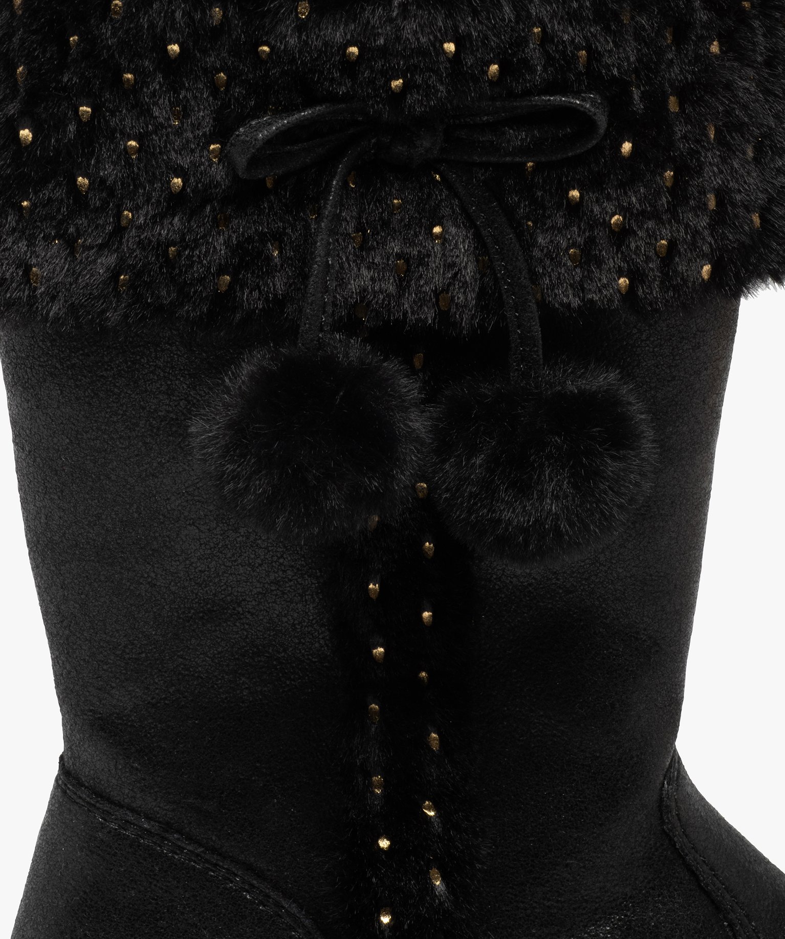 Bottes fourrées fille unies détails à pois brillants noir | GEMO