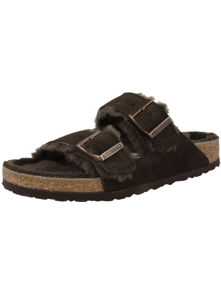 Birkenstock Clogs Arizona Lammfell Veloursleder normal in dunkelbraun günstig kaufen 36