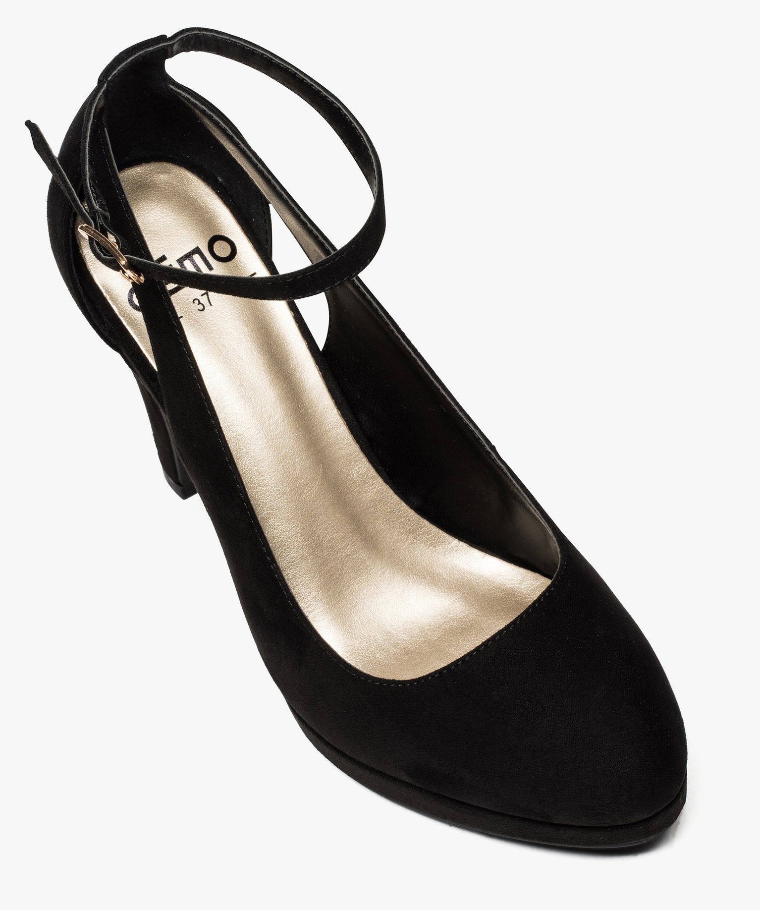 Escarpins femme unis à semelle plateforme et bride cheville noir | GEMO