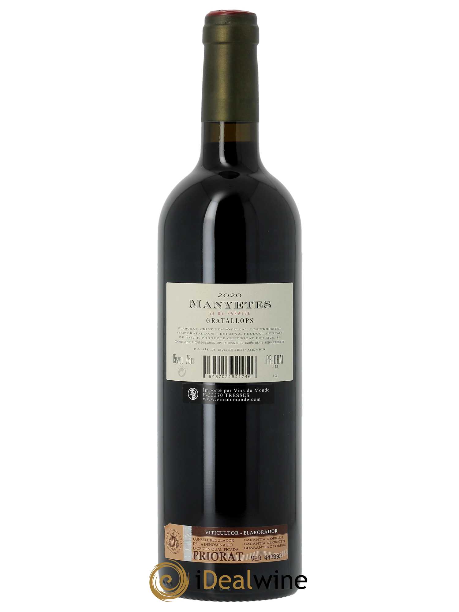 Priorat Clos Mogador Manyetes René Barbier  2020 - Lot de 1 Bouteille