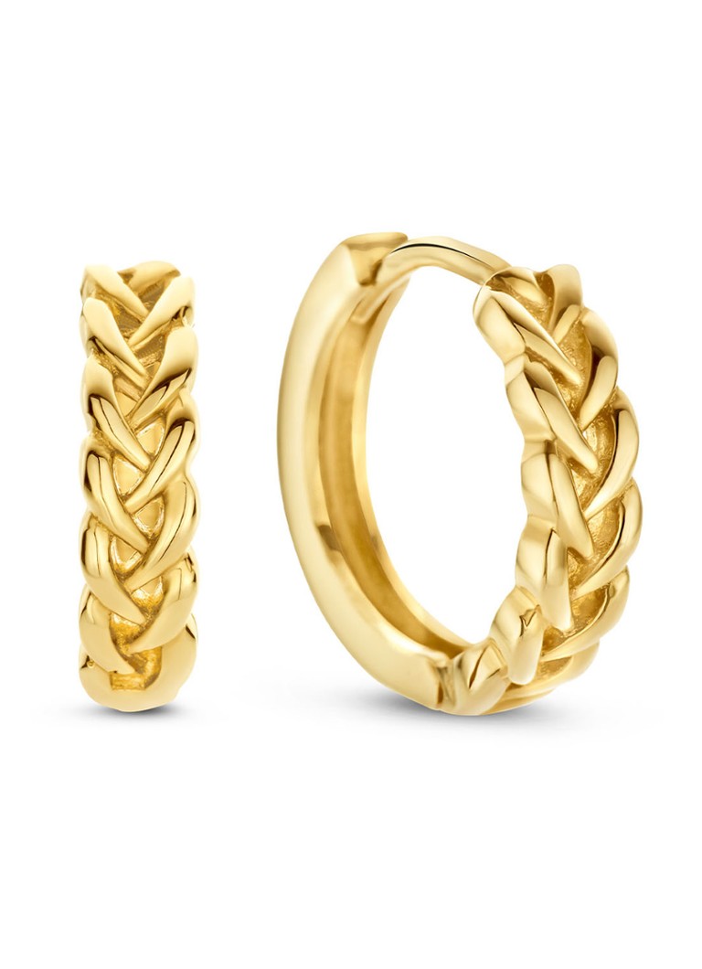 Cercei rotunzi Sablon Jackie Petit din aur galben de 14k