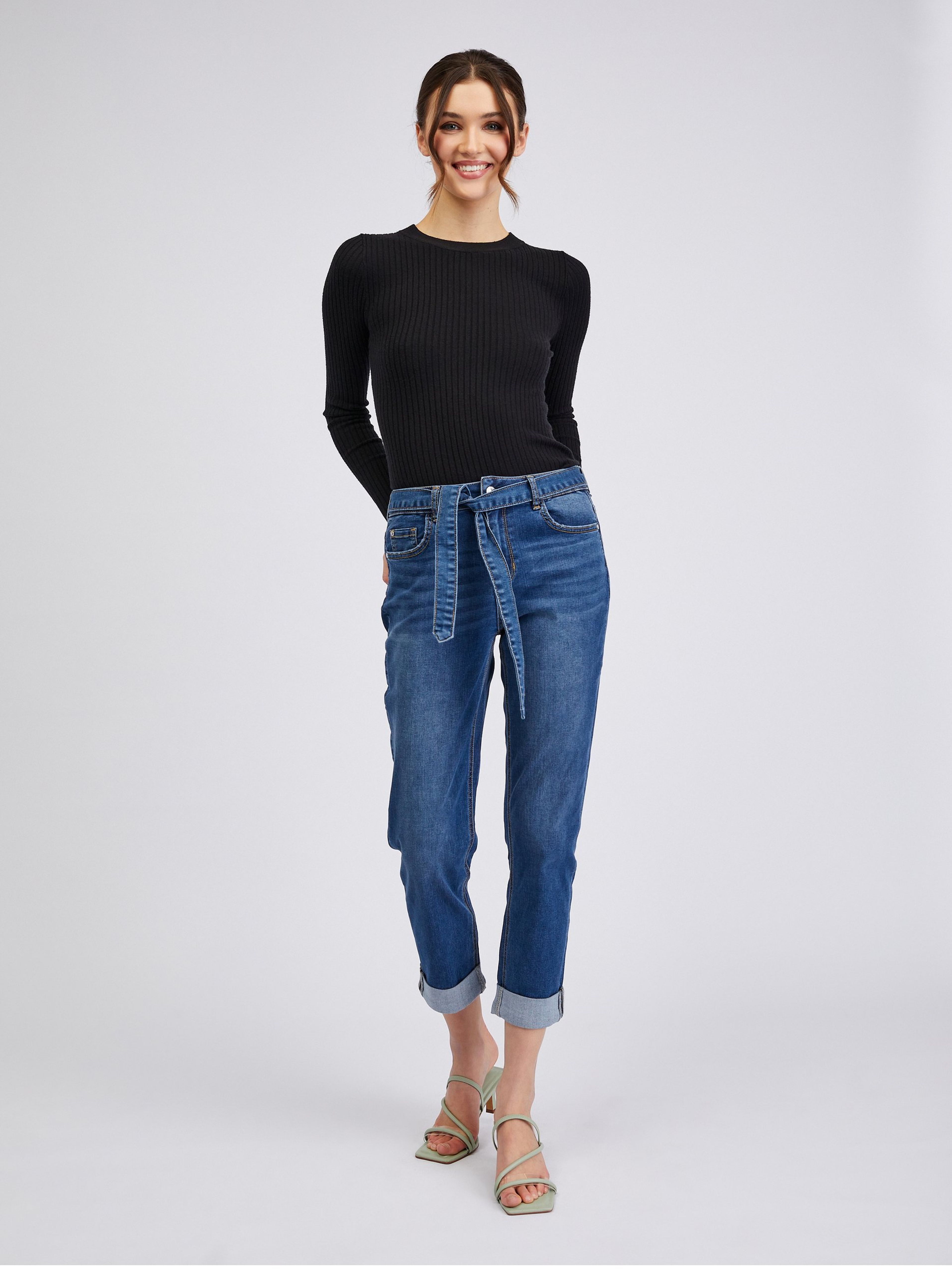 Dunkelblaue Damen-Cropped-Boyfriend-Jeans ORSAY