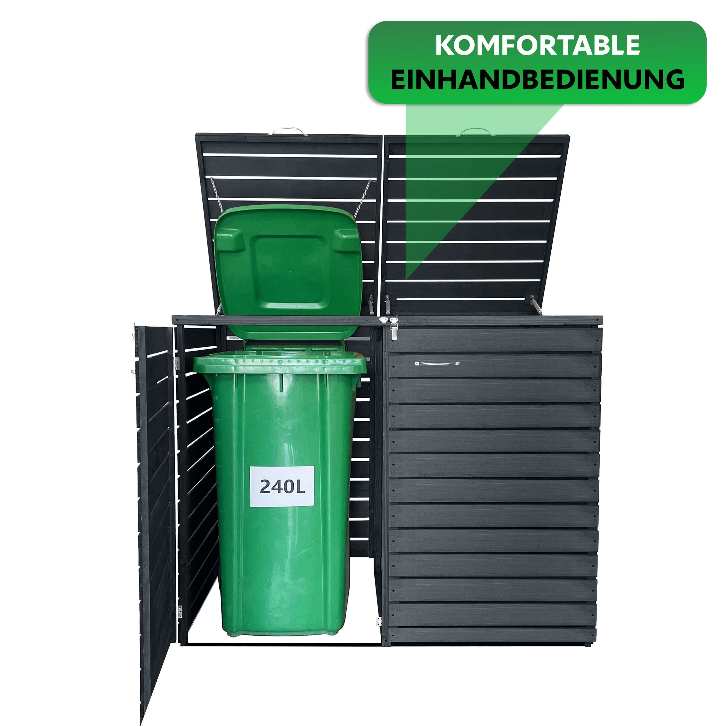 Endorphin Mülltonnenbox Comfort Mülltonnengarage / Mülltonnenbox Anthrazit für 2x 240 L nachh