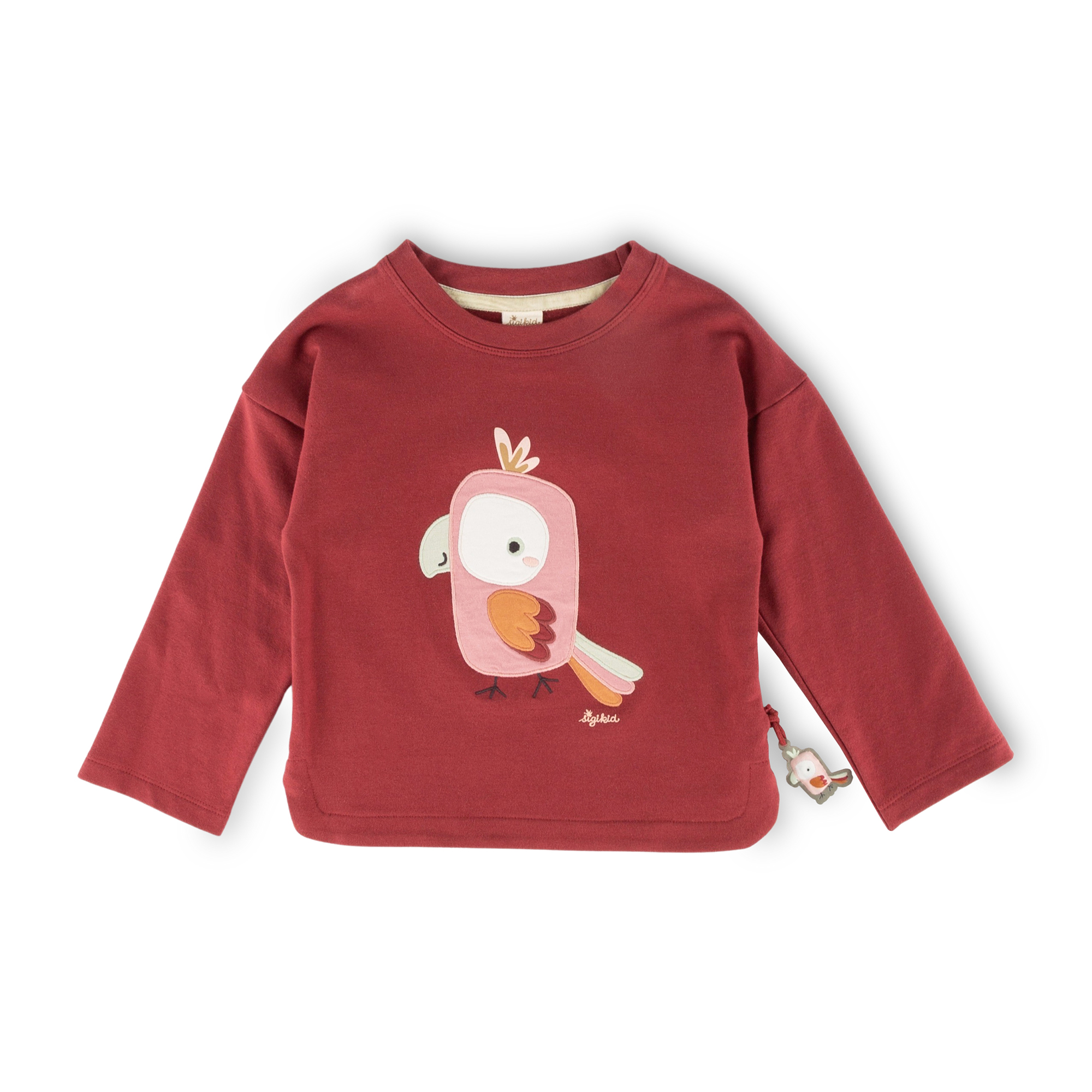 Kinder Sweatshirt mit Kakadu Motiv, dunkelrot
