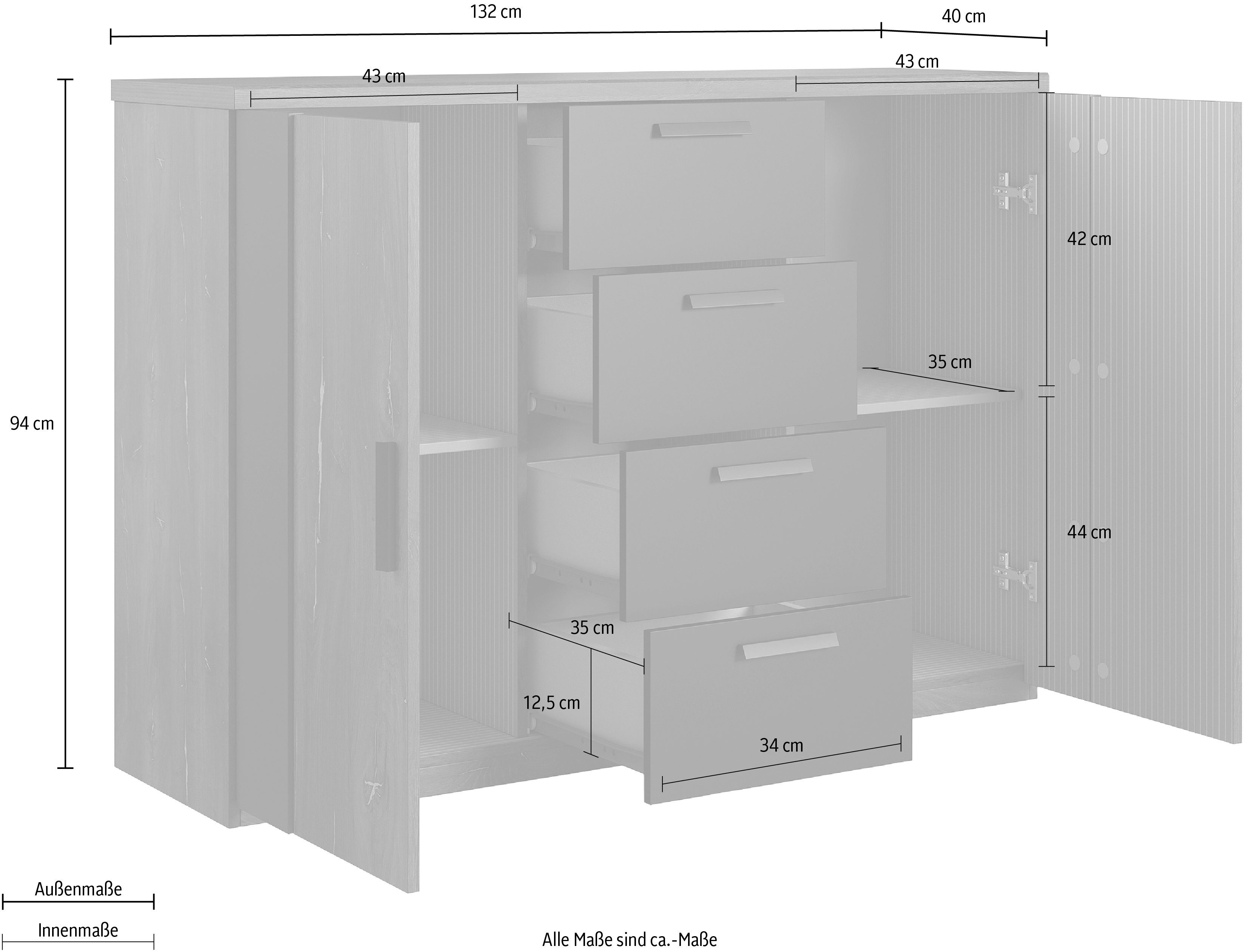 Helvetia Sideboard Sigma, 2-türig und mit 4 Schubladen