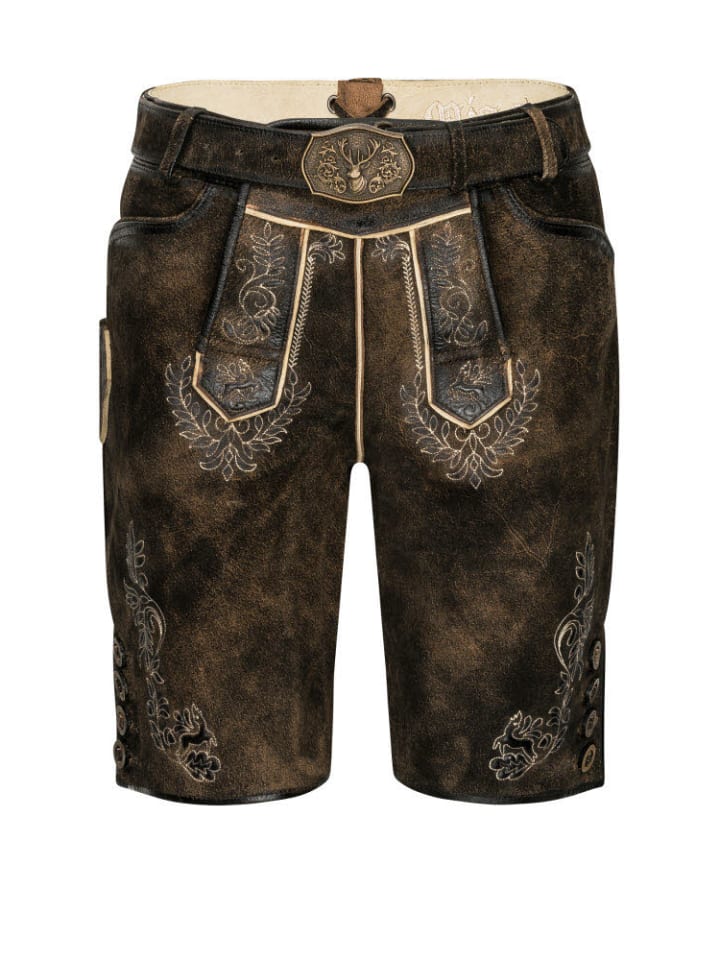 Nübler Lederhose kurz Martin in Dunkelbraun günstig kaufen