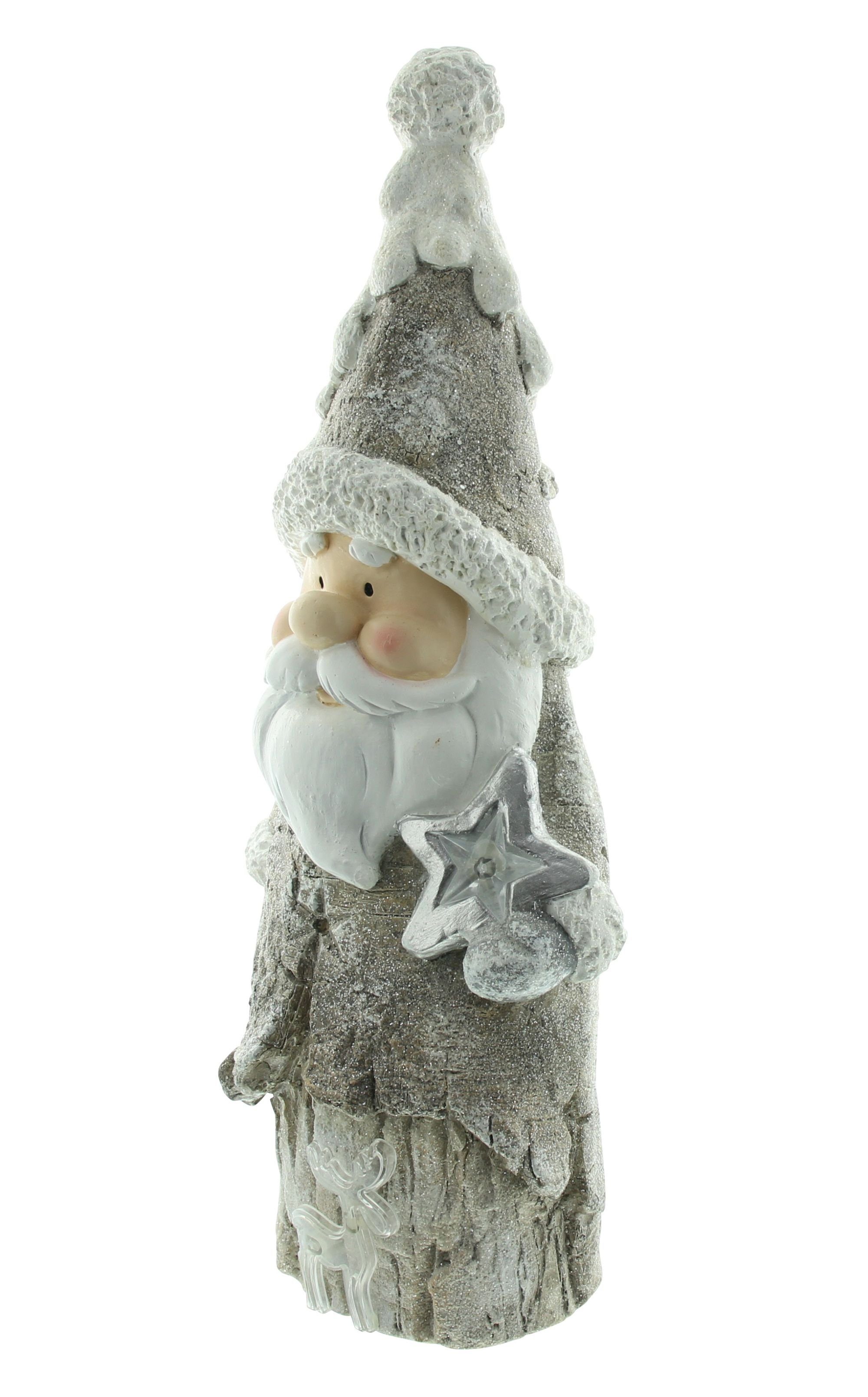 Dekoleidenschaft Weihnachtsmann in Holzoptik mit LED Beleuchtung, 61 cm hoch für Drinnen & Draußen, Outdoor Leuchtdeko, Weihnachtsdeko, Gartendeko