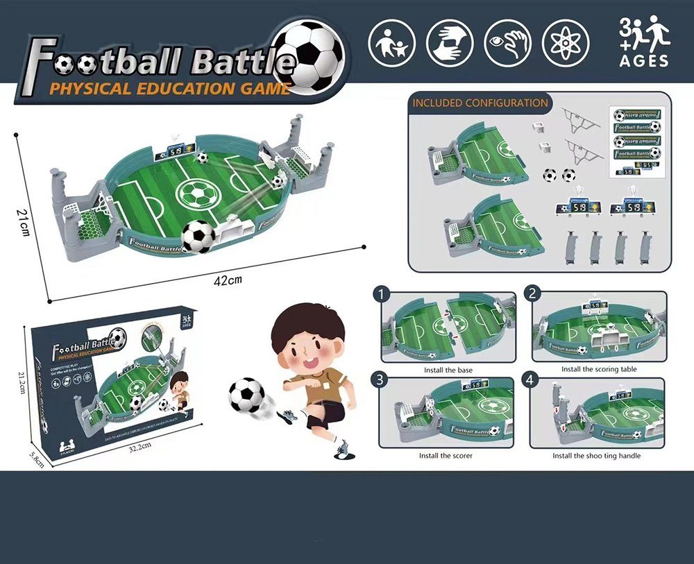Atoy Mini-Tischkicker Tischfußball-Eltern-Kind-Interaktionsspiel, Mini-Tischfußball, Kommt mit 2 Fußbällen, geeignet für Kinder und Erwachsene