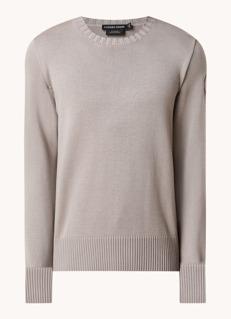 Canada Goose Rosseau Fine Knit Wool Sweater with Logo Embroidery