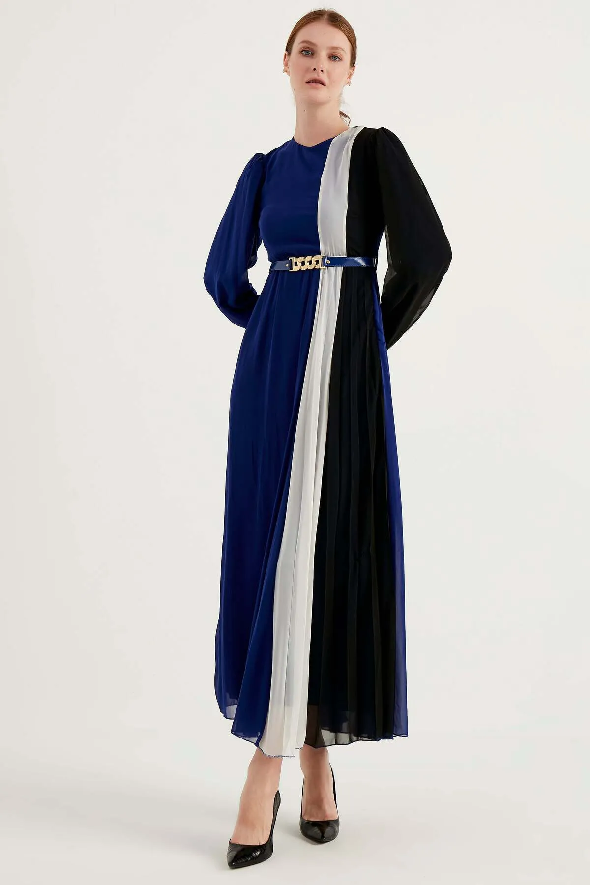 Herita  Langärmliges Plisseekleid