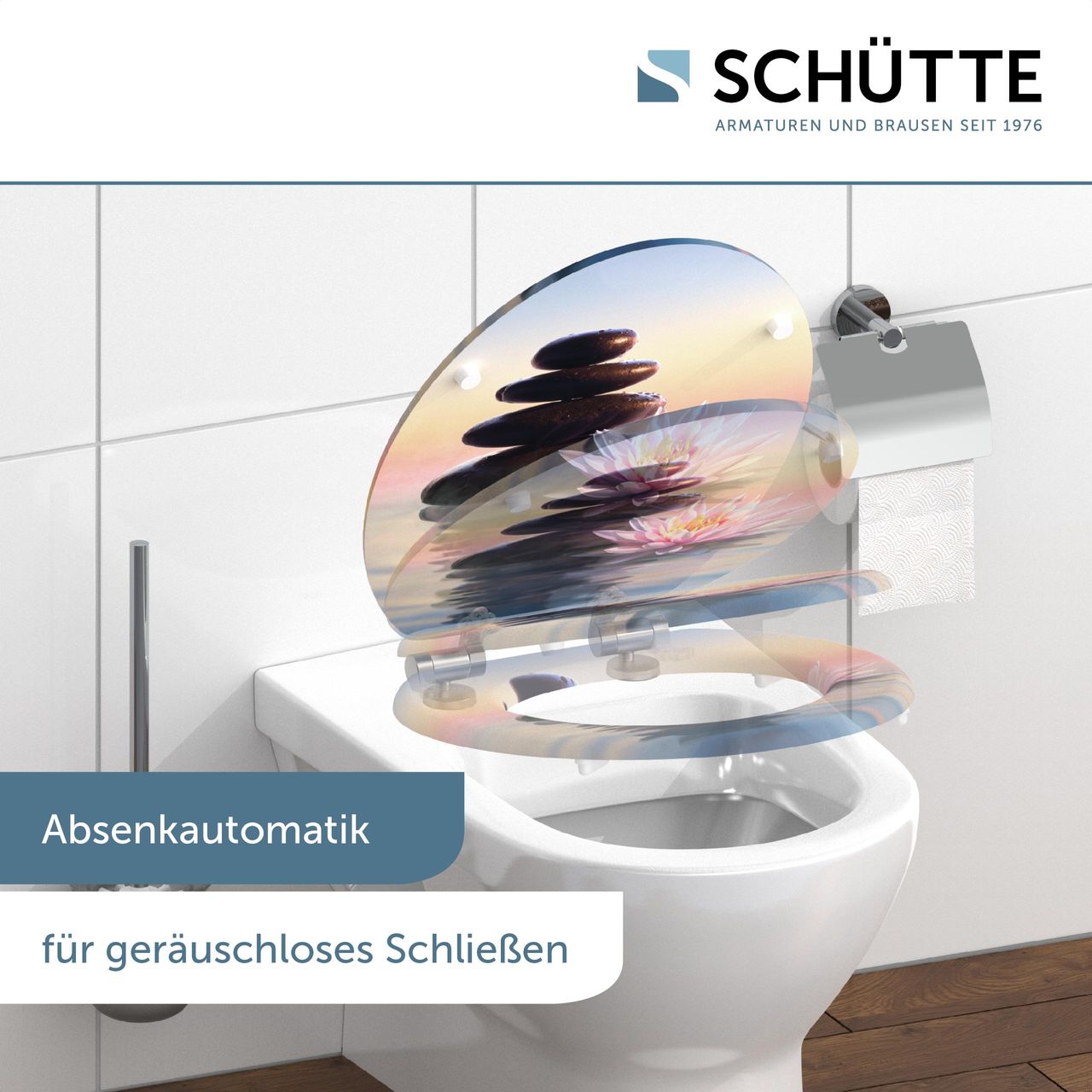Schütte MDF WC Sitz SUNSET DREAM, Toilettendeckel mit Absenkautomatik, Holzkern