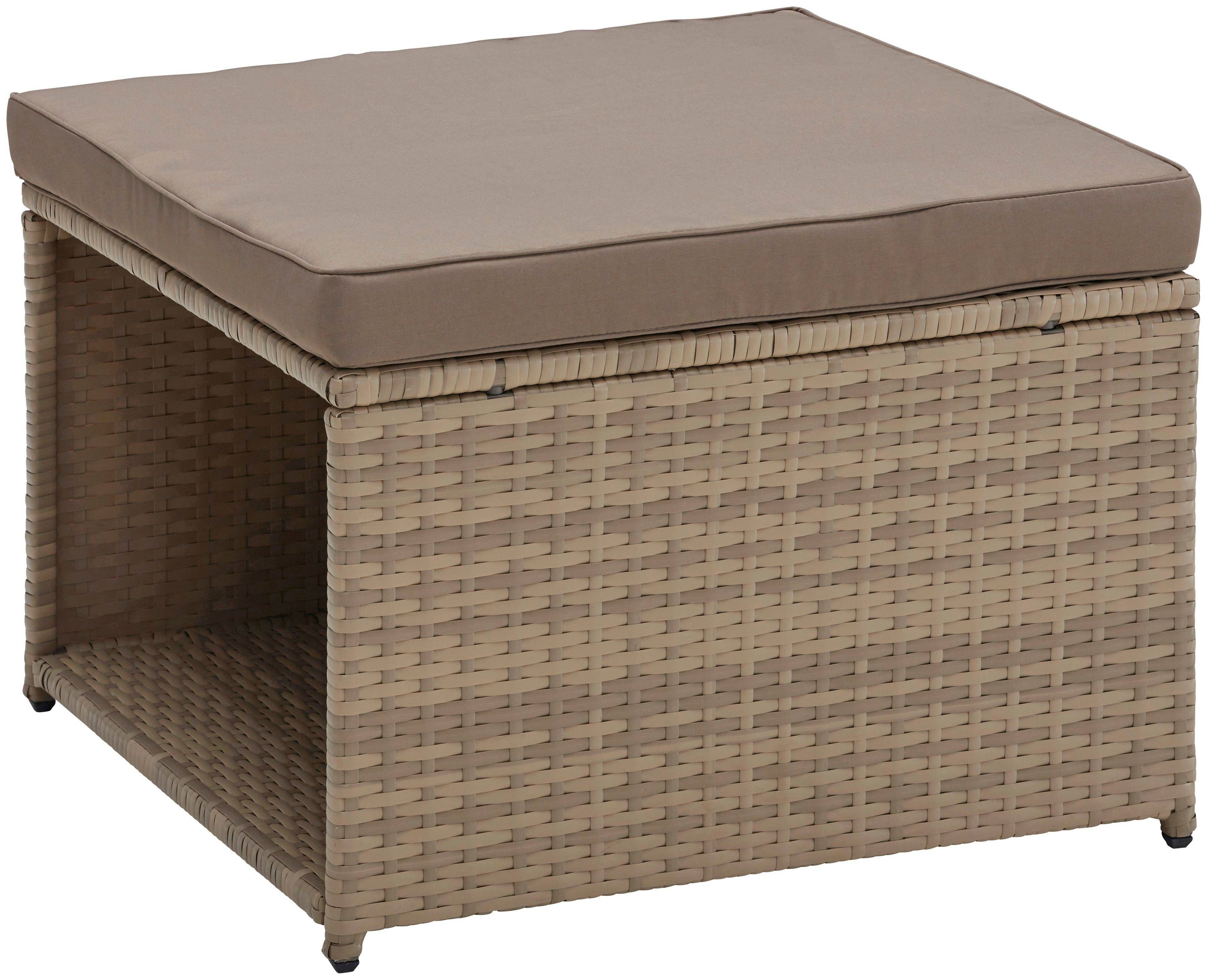 KONIFERA Gartenlounge-Set Marseille, (8-tlg), Sofa, Tisch 57x57 cm, Hocker, Polyrattan