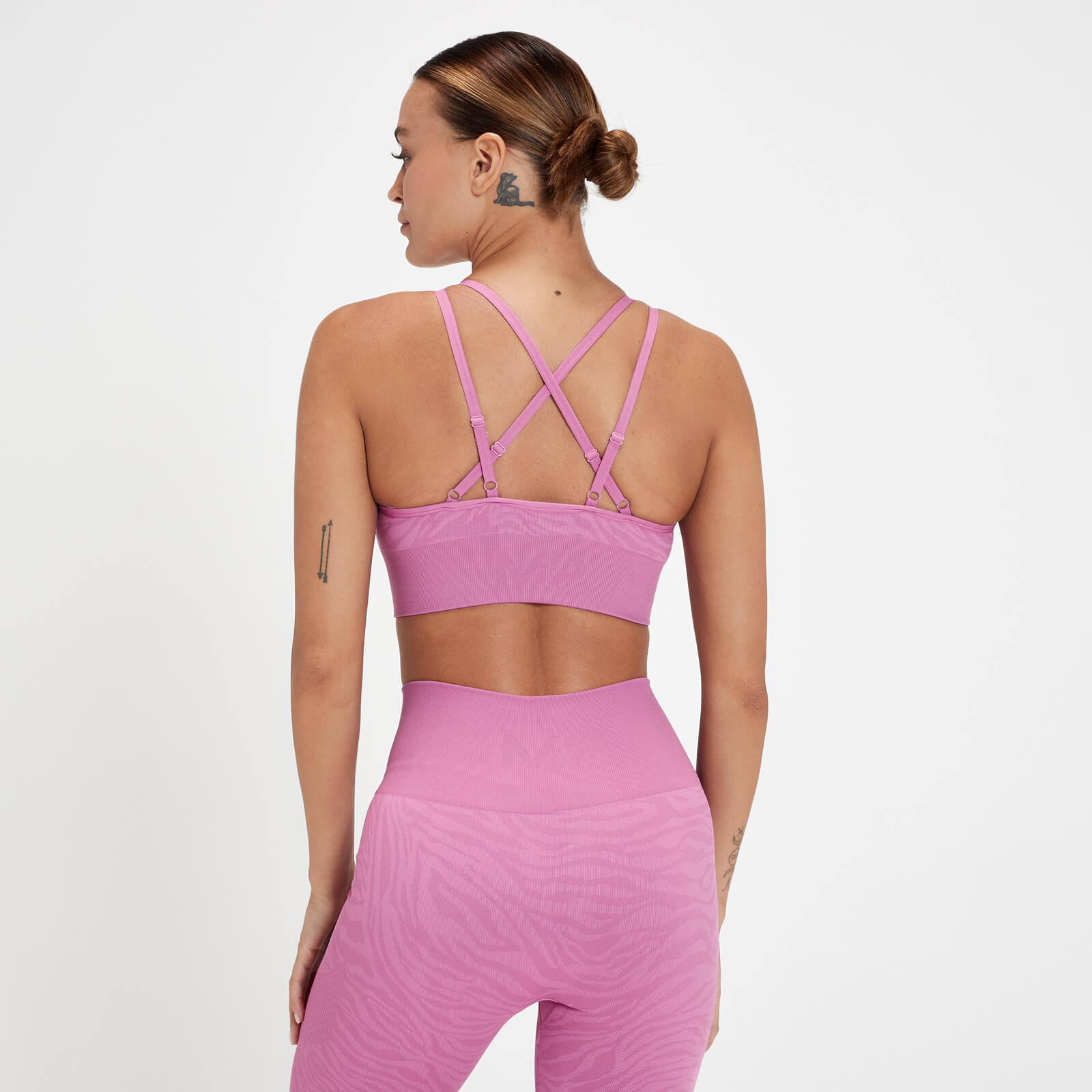 Brassière de sport sans coutures MP Tempo pour femmes – Rose fleur zébré