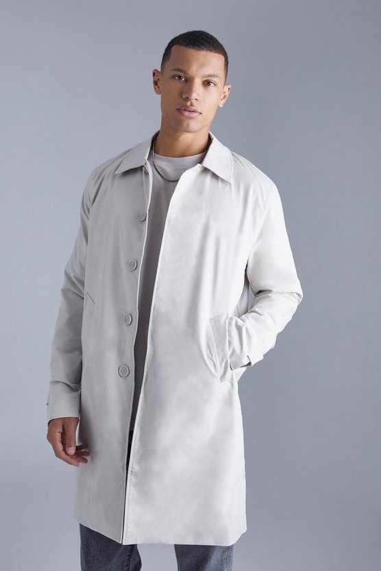 Tall einreihiger Twill-Trenchcoat