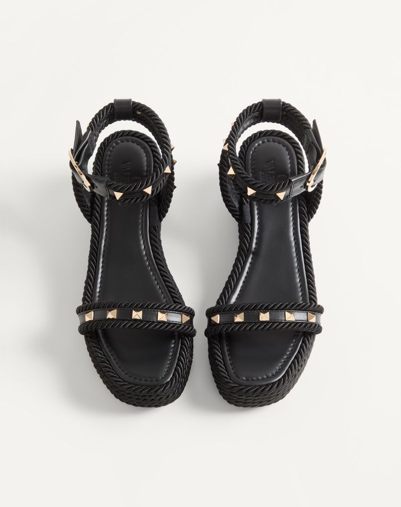 Flatform Rockstud kalveskindssandal 45mm